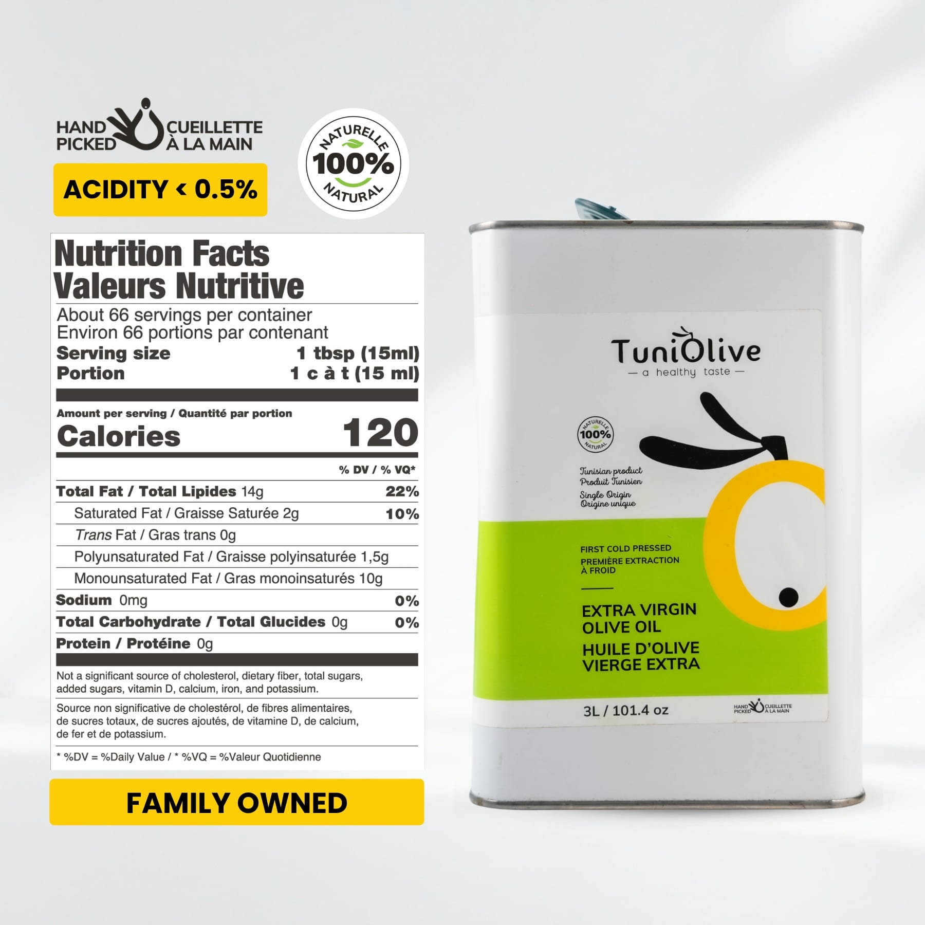 TuniOlive Extra Virgin Olive Oil – 3L Tinc 3